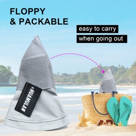 HUAMULAN Women Summer Mesh Sun Hats Floppy Wide Brim UV Protection UPF Boho Hat for Beach Hiking Garden Travel Chin Strap