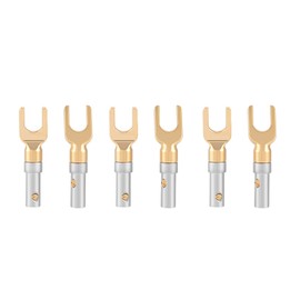 6 Pcs Gold Plated 4mm Banana U Fork Y Spade Plug Speaker Wire Connector Screw Type Solder Free