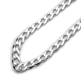 Sterling Silver Necklace 4.5mm Solid Curb Chain Necklace (16, 18, 20, 22, 24, 26, 28, 30 Inch), 26