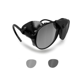 BERTONI Glacier Polarized Sunglasses for Mountain Hiking Trekking Ski mod ALPS Italy (Black - Photochromic Polarized)