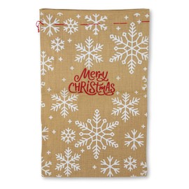 Riffelmacher Merry X-Mas 19264 Jute Sack with Flakes, Size 50 x 80 cm, Lockable, Merry Christmas, Gift, Bag, Packaging, Christmas, Santa Claus