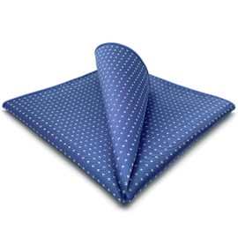S&W SHLAX&WING Men's Handkerchiefs White Dots Blue for Suit Large 32 cm, blue