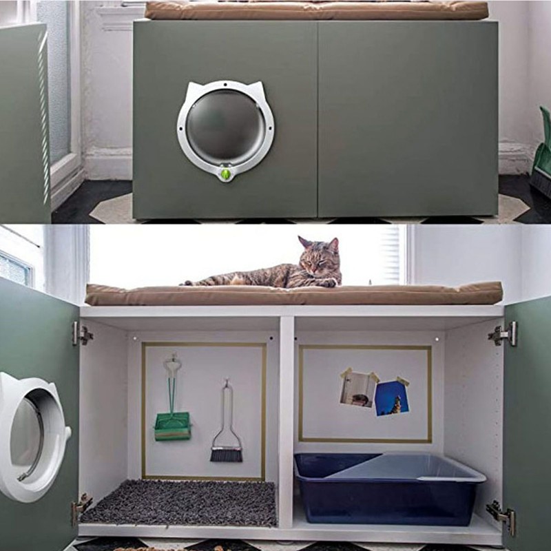 Cat Flap Door Magnetic 4 Locking Modes Safe Plastic Automatic