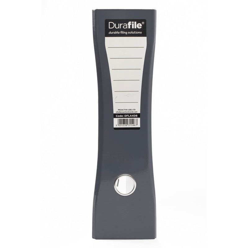Durafile Lever Arch File, Grey File, 'Ergonomic Curved Spine' Single