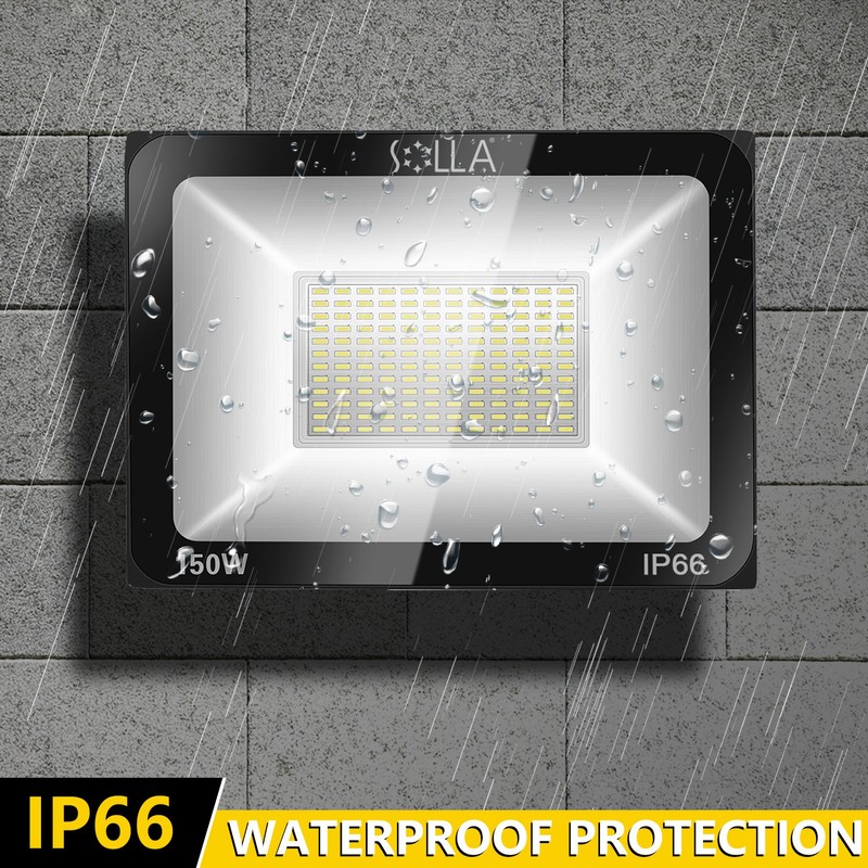 2 Pack SOLLA 150W LED Flood Light, IP66 Waterproof, 12000lm,
