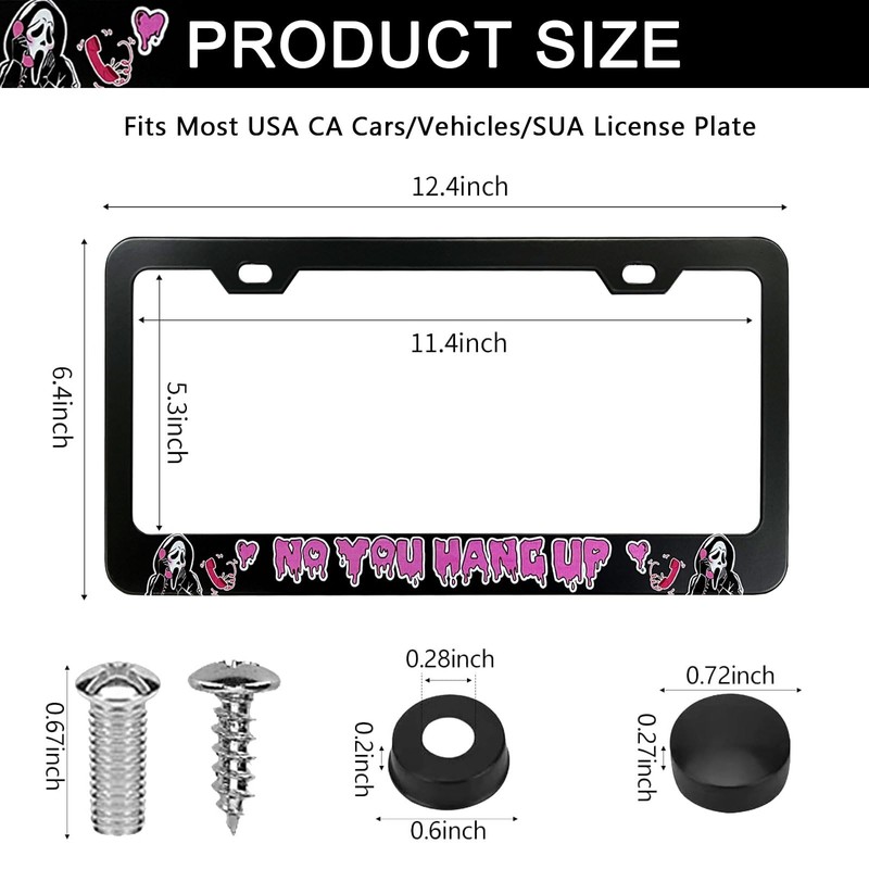 Scream Ghost Skull Face License Plate Frames - 2 Pack