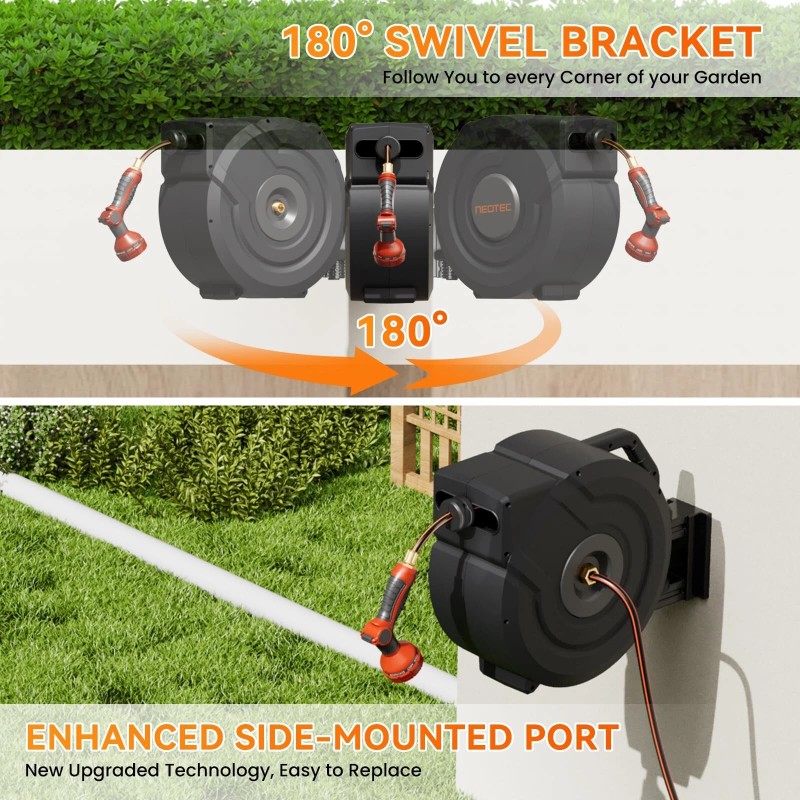 NEOTEC Retractable Garden Hose Reel 1/2 in x 100 ft