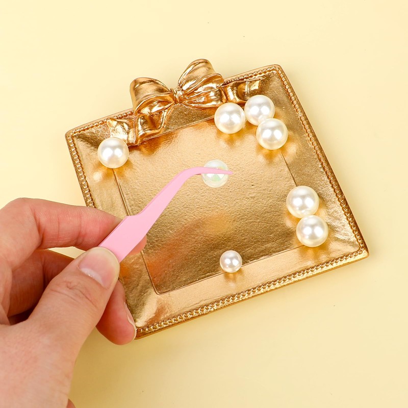 Tweezers for Crafting, 2 PCS Stainless Steel Sticker Tweezers Kit