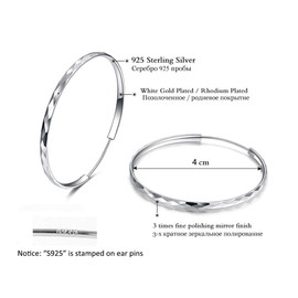Hasnsofie Hoop Earrings 925 Silver Large 925 Silver Earrings Women's 925 Hoop Round Ring without Cubic Zirconia Earrings Hoop Circle Fashion Jewellery 40 / 50 mm Large with Gift Box for Everyday Party