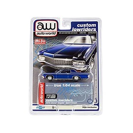 Mijo Custom Made Auto World 1/64 Custom Low Riders 1970 Chevy Impala Sport Coupe Blue