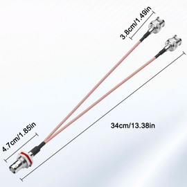 MEIRIYFA RG316 BNC Splitter Coax Cable BNC Female to Dual Male 50Ohm Y Splitter Coaxial Connector Extension Cable for Cameras,Video Equipmen,CCTV System (34CM)