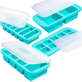 Souper Cubes Ultimate Kitchen Gift Set, 4 Pack of Silicone Freezer Trays - 1 Cup, 2 Cup, 1/2 Cup and 2 Tbsp. Trays - color: Aqua