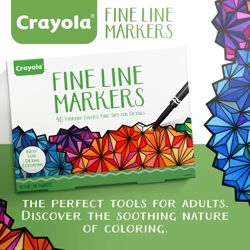 Crayola Fine Line Markers for Adults (40ct), Skinny Marker Set