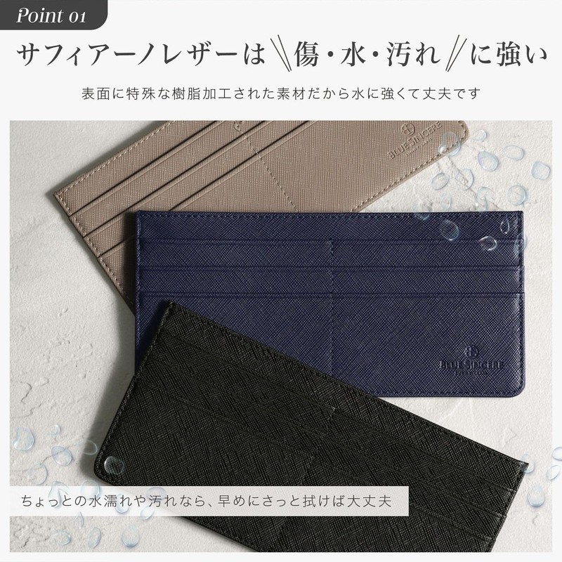 Blue Sincere SW2 Ultra Thin Long Wallet, Genuine Leather, Card