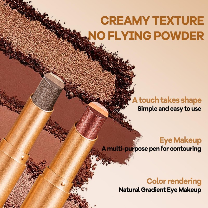 4Pcs 3 Color Gradient Eyeshadow Stick Set,Matte & Shimmer Cream