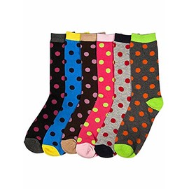 Colorful Polka Dot Print Womens 6 Pack Socks
