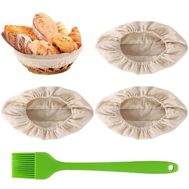 TRKETK 3 Pieces Bread Proofing Basket Cloth Liner, Linen Liner Cloth Dough Basket Cover 25×15 cm Reusable Oval Dough Proofing Bowl Liner Sourdough Proofing Cloth for Bakery Home Baking