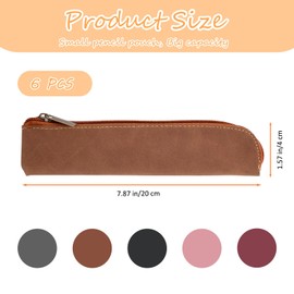 RETON Slim Pencil Case, Leather Pencil Case, Small Pencil Case with Zipper, Slim Soft Pencils Organiser, Portable Cosmetic Bag for Stationery, Office, School, Travel (5