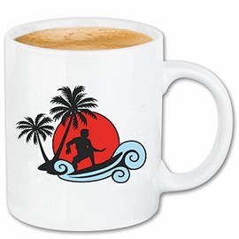Reifen-Markt Kaffeetasse WELLENREITEN SURFEN BEACH SURFBRETT LONGBOARD WELLENREITEN WELLEN ANFÄNGER SHOP Keramik 330 ml in Weiß