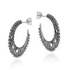Celestial Vintage Style Crescent Moon .925 Sterling Silver Half Hoops