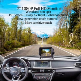 7" Wired Rear View Reverse Backup Two Camera System 1080P AHD with Audio,Parking Lines,Waterproof IP69K IR Camera for Tractor/Motorhome/Bulldozer/Snow Plow/Van/Heavy Equipment/Forklift/Skid Loader