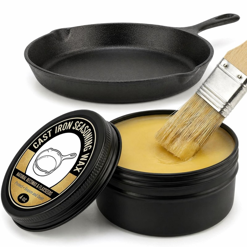Cast Iron Seasoning Wax for Skillet and Griddle, Natural Conditioner