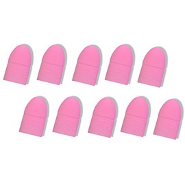 10Pcs/Set Reusable Silicone Nail Soakers UV Gel Nail Polish Remover Wrap Caps Nail Art Kits (Pink)