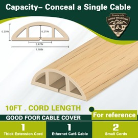 Floor Cord Cover Cable Cavity Self Adhesive Cord Hider Floor, Floor Electric Cord Covers, for Living Rooms, Rooms, Offices Floor Cable Cover - Cord Protector (Yellow Wood, 1.18" x 10')