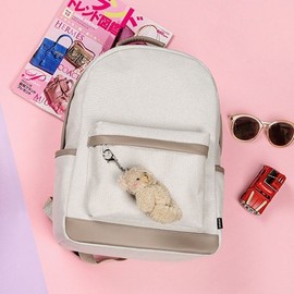 Women, college students, men in their 20s, fashion, women's backpacks, student backpacks, fashionable, casual Beige