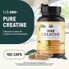 Life360+ Pure Creatine 180 Cápsulas Creatina Monohidratada Suplemente alimenticio