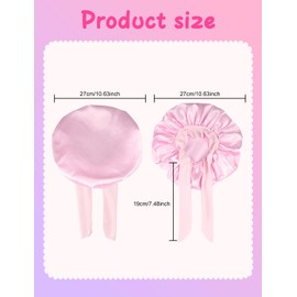 GUIGA Pack of 2 Silk Bonnet for Children, Silk Hood for Sleeping with Wide Band, for Sleeping, Hair Cap for the Night, Sleeping Cap, for Girls and Boys (Pink + Purple), (Pink+Purple), Unit size