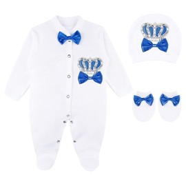 Lilax Baby Boy Newborn Crown Jewels Layette 3 Piece Gift Set 0-3 Months