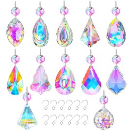 Crystal Suncatcher, Pack of 12 Hanging Ornament Crystals, Prism Rainbow Maker for Home, Office, Garden Decoration (Colorful)