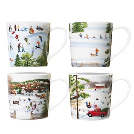 Caskata X Felix Doolittle Winter Wonderland Mugs, Set of 4 | High-Design Premium Lead-Free Porcelain Mug Set for Entertaining | Perfect for Wedding, Birthday, Christmas & Holiday Gifts | 14 oz