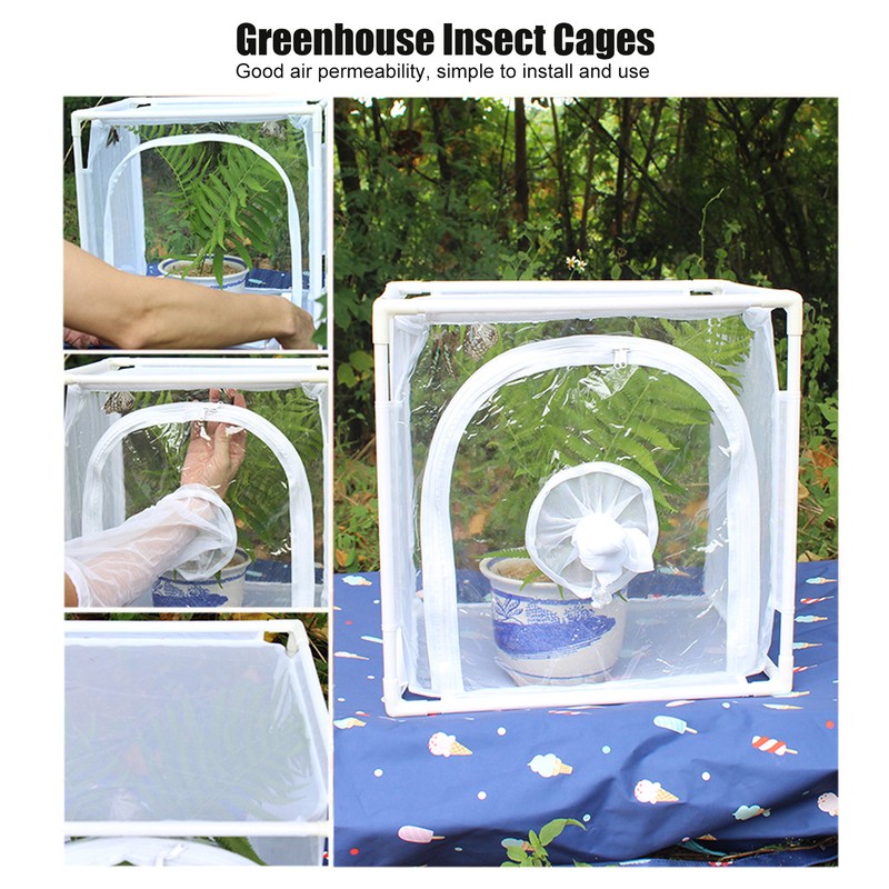 Insect Mesh Cage Greenhouse Outdoor Ventilated Butterflies Habitats Cage 40x30x40cm