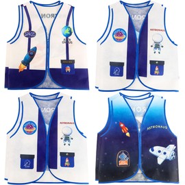 8 Pack Kids Astronaut Vest Costume Astronaut Role Play Costume Outer Space Vest Dress up for Career Day Pretend Play Astronaut Theme Party Favors
