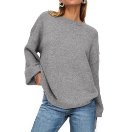 PRETTYGARDEN Women's Winter Sweaters Casual Crew Neck Long Sleeve Pullover Ribbed Knit Loose Fit Sweater Tops (Grey,X-Large)