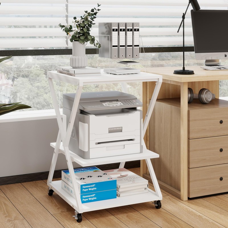 Natwind 3 Tier Printer Stand, 19.7''x19.7'' Large Printer Table with