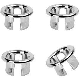 4 Pack Bathroom Basin Sink Round Hole Trim Chrome Overflow Cover Rings Hole Insert in Cap Hollow Ring for Hole Diameter Replacement Ceramic Pots for Home,Sink,Bathroom,Kitchen