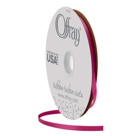 Offray Berwick 1/4" Wide Double Face Satin Ribbon, Wild Berry Pink, 100 Yds