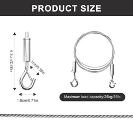 Wire Rope 1.5 mm Wire Rope Adjustable Steel Rope Suspension with Eyelets and Hooks - 2 m x 1.5 mm Stainless Steel Rope for Hanging Mirrors, Paintings, Lamps and Artworks - Max 25 kg
