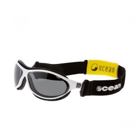 Ocean OCN-12200-3 Floating Sunglasses, Goggle Shape, UV Protection, Impact Resistant Coated Lens, Recycled Material, Shiny White (Polarized Smoke Lenses)