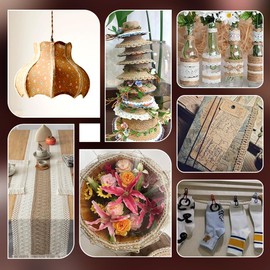 PH PandaHall 10.9 Yards Braided Burlap Ribbon Upholstery Trim 0.3" Wide Jute Lace Ribbon Jute Burlap Braided Hat Trimmings for Costume Hat Shoes Chair Wine Bottles Gift Wrapping Home Decor