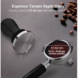 Coffee 51mm Espresso Calibrated Tamper: KitchenBoss Espresso Pressure Tamper, Coffee Spring Loaded Tamper Espresso Hand Tamper | Weighted Coffee Espresso Tamper 51 MM