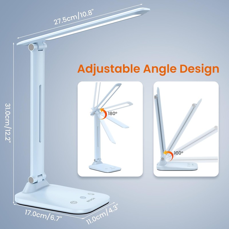BICKON Dimmable LED Desk Lamp, Timer Table Lamp, 5 Lighting