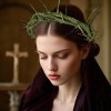 Corona de Espinas Plástico Verde Para Decoración y Semana Santa