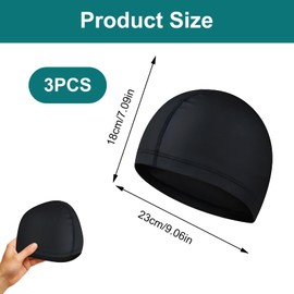 wilcractk Swimming Cap Children's Swimming Cap Made of Elastic Fabric in Black Breathable Swimming Cap for Women Men and Boys Suitable for Swimming Pool and Therme