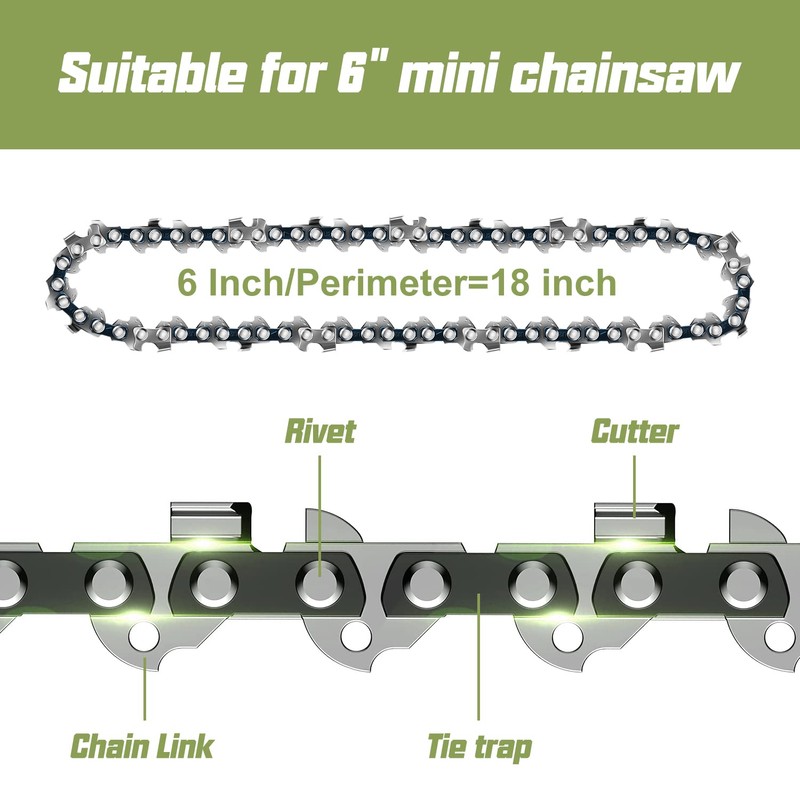 Zeeksaw Mini Chainsaw Chain, Replacement 6 inch Mini Chainsaw Chains