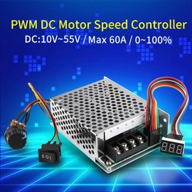 Speed Controller, CW CCW 40A DC10V-55V PWM Motor Speed Controller Reversible Switch with Digit Display for Brushed DC Motor