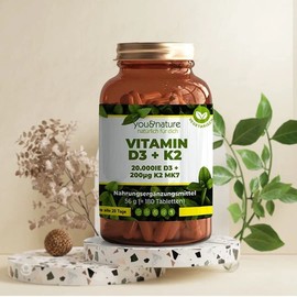 Vitamin D3 + K2 MK7 20,000 IU + 200 μg 180 Tablets